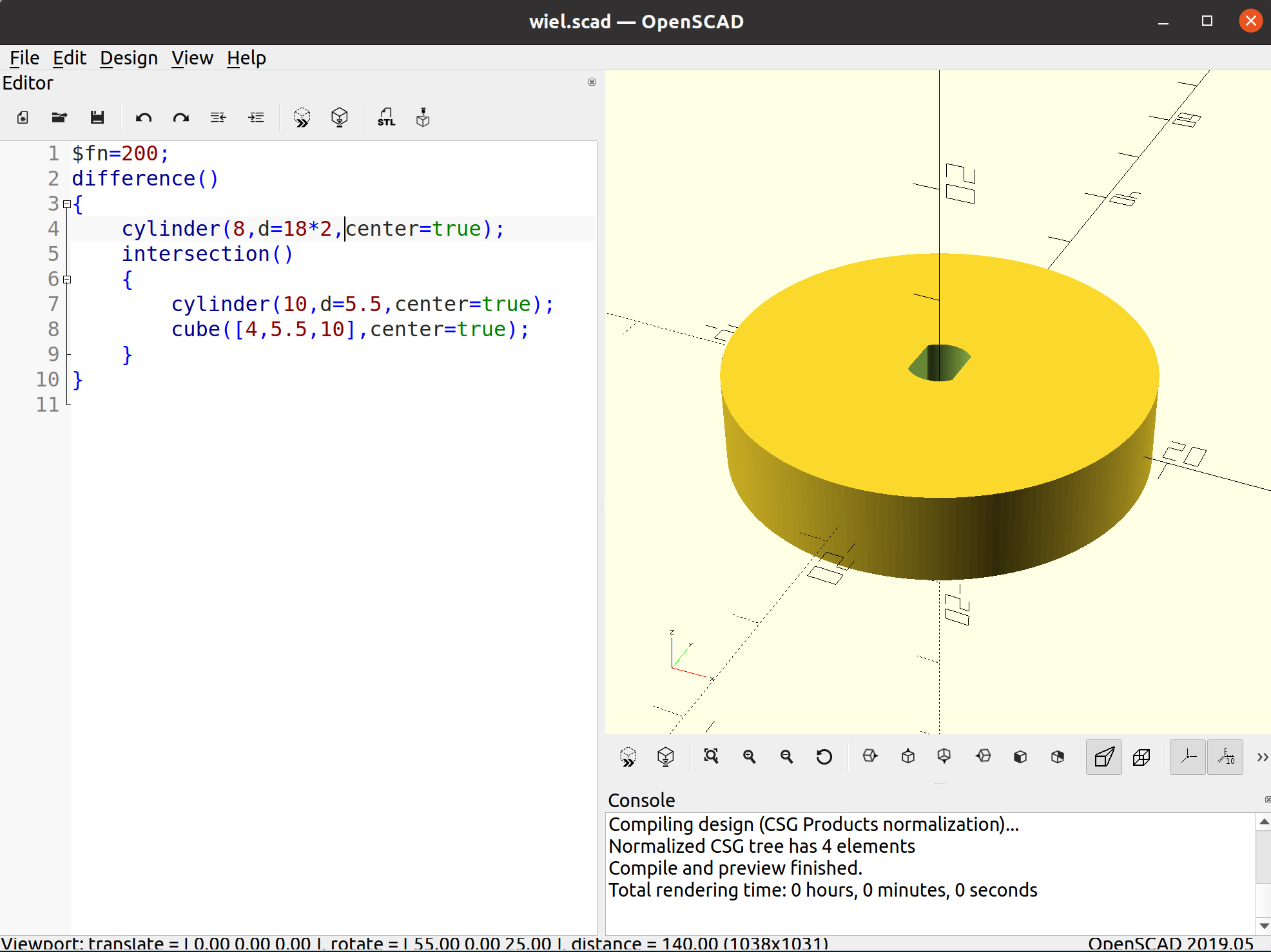 OpenSCAD screenshot